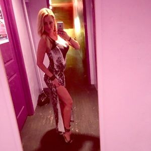 Sky long animal print blk/wht w/faux leather